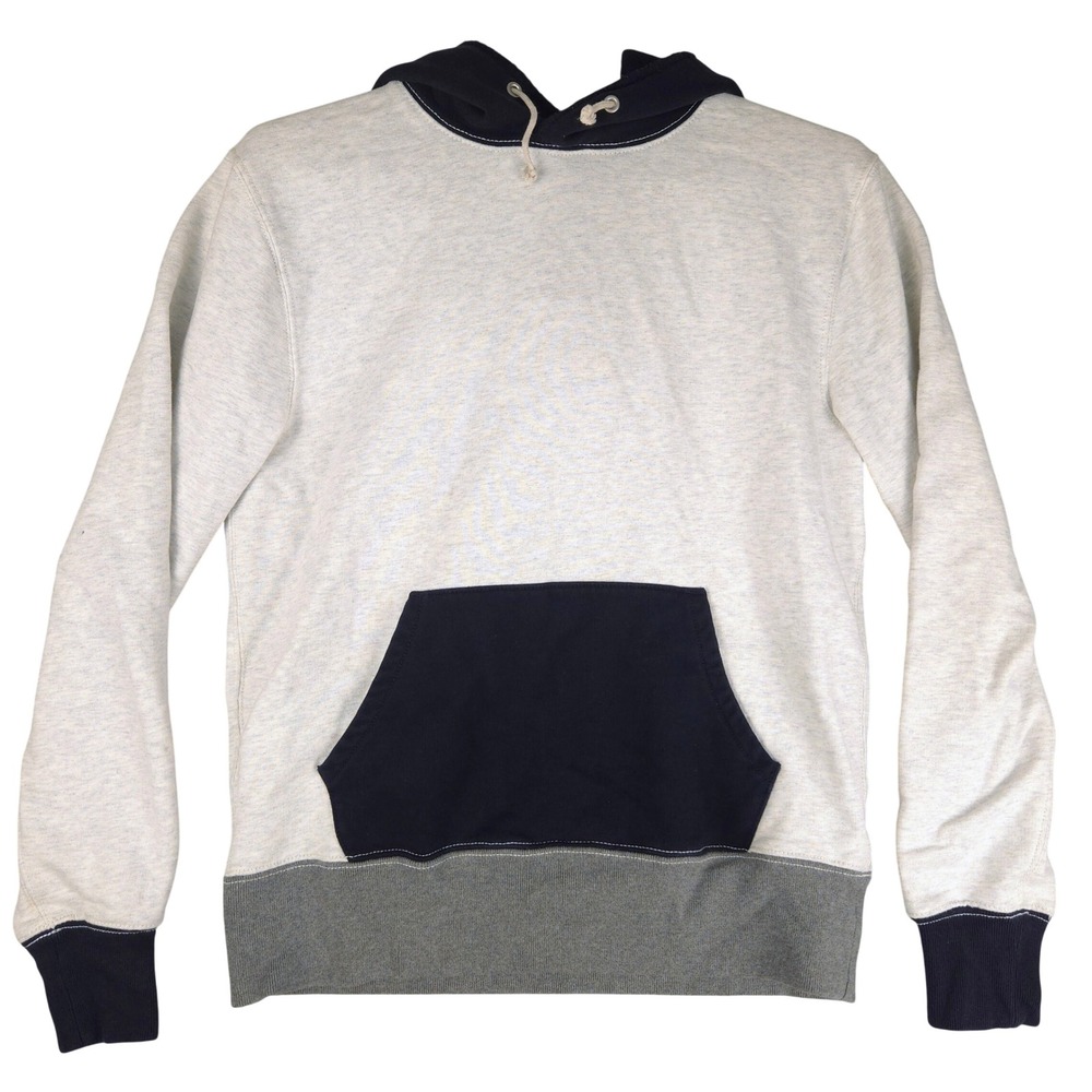 Wallace & Barnes J.Crew Mens Colorblock Hoodie Gray Navy Blue Cotton 86320 S